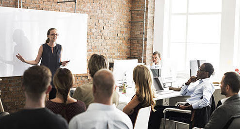 Group of people in a presentation about enterprise collaboration.