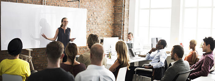 Group of people in a presentation about enterprise collaboration.